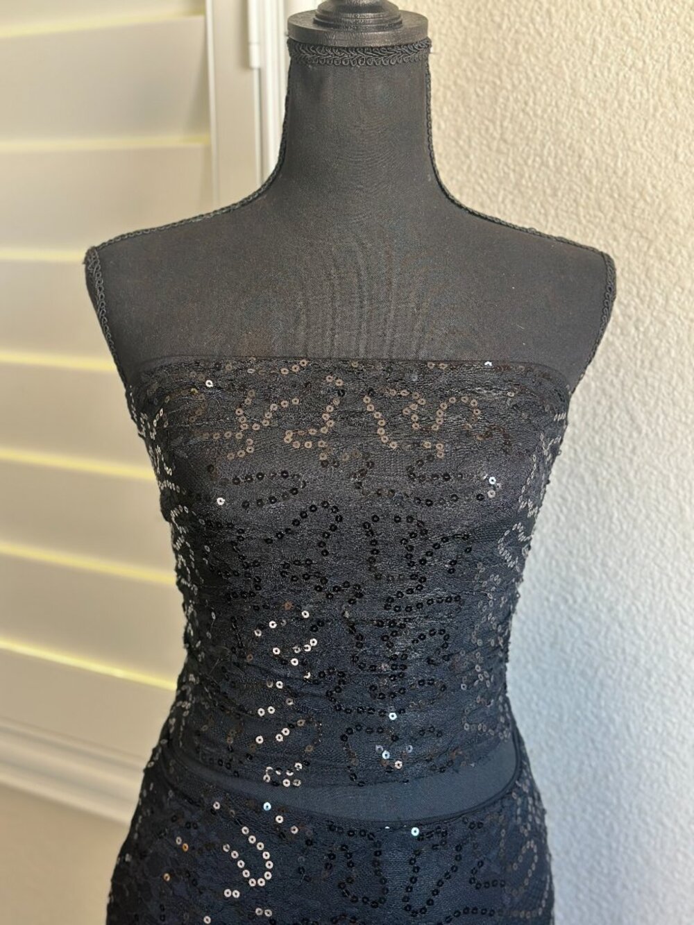 Wild Fable Black Sequin Top & Lace Skirt 2pc Set